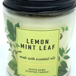 White Barn Lemon Mint Leaf Scented Candle Single Wick with Essential Oils